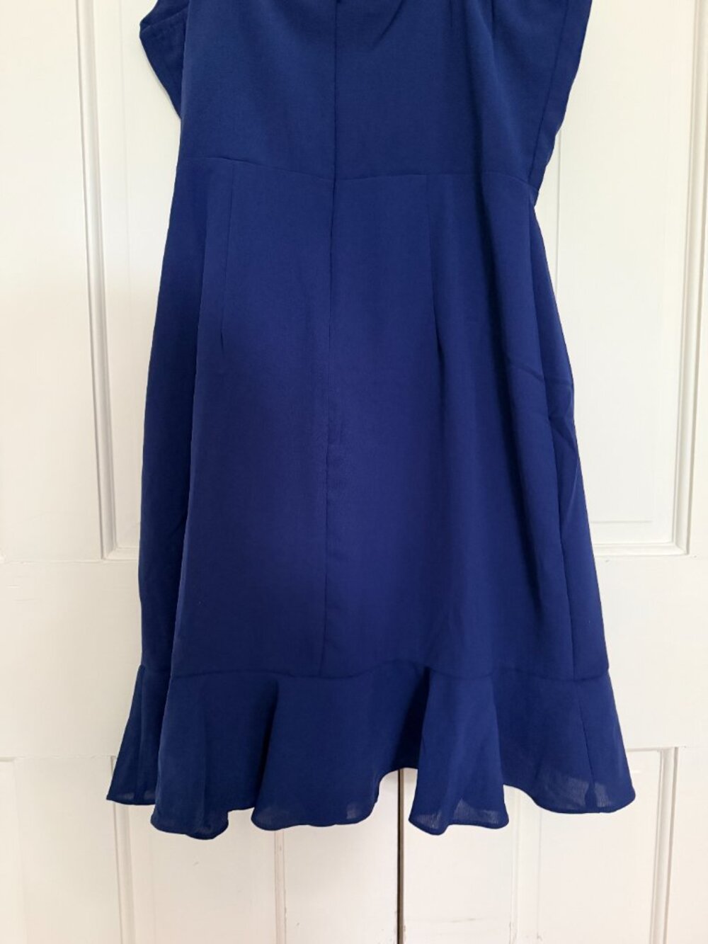 Navy Ruffle Wrap-Style Mini Dress — Size S - Picture 13 of 13